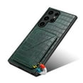 thumbnail image 4 of Allytech Slim Case Compatible with Samsung Galaxy S24 Ultra, Crocodile Print PU Leather Magnetic Hidden Card Holder Kickstand Shockproof Full Body Protective Wallet Case for Women Men, Green, 4 of 7