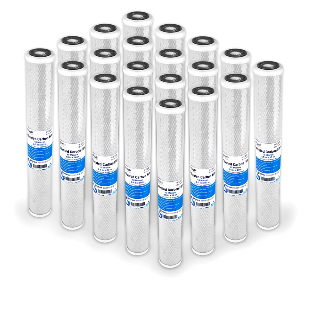 Activated Carbon Water Filter Cartridge 20x2.5" 10 Micron 20 Pack