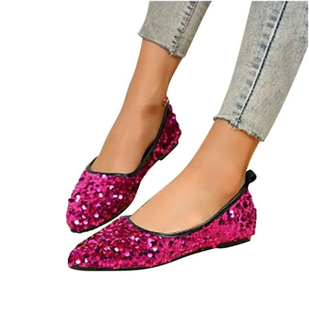 

WQJNWEQ Sandals Women Small Fragrant Style Sequined Shoes Spring 24 New Style Shallow Mouth Pointed toe Flat Shoes