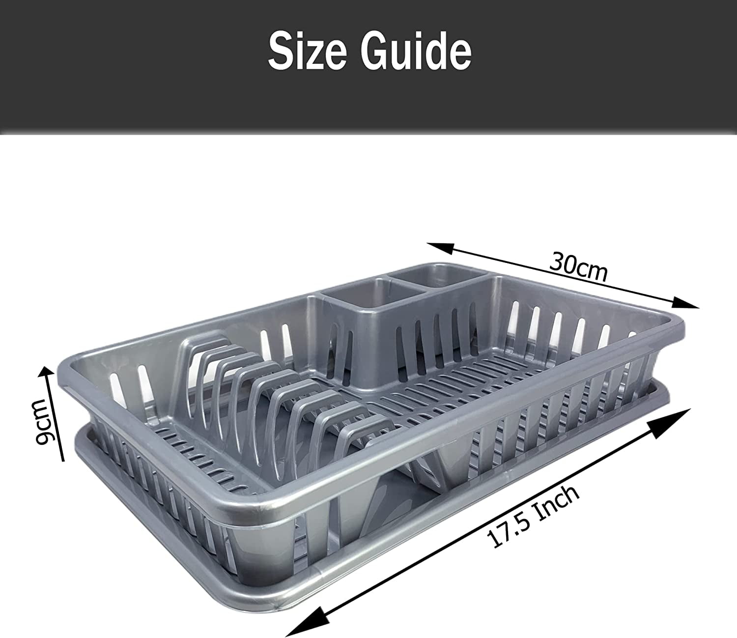 Plastic Sink Dish Drainer Drying Rack Big, Size: 44.5*30.5*14.8 Cm