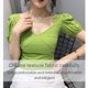 thumbnail image 3 of Camisa de mujer Blusa corta con cuello en V y manga corta con cuello en V Blusa informal, Verde, XXL sidaley AP001254-10B, 3 of 7