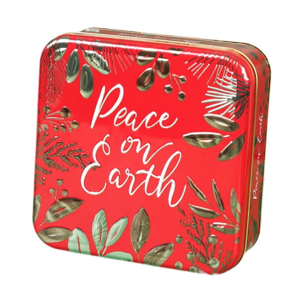 Tarro de caramelos,Lata de navideñas con tapa para regalar en las fiestas,Caja de regalo para dulces navideños cuadrada,contenedor para ,Lata de hojalata para Paz roja