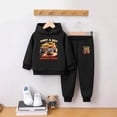 thumbnail image 2 of Pandaie Kid Boys Fall Outfit Cool Truck Print Hoodie Pants Casual Two Piece Set Toddler Baby Boy Sweatsuit Clothes Black,2-3 Years, 2 of 6