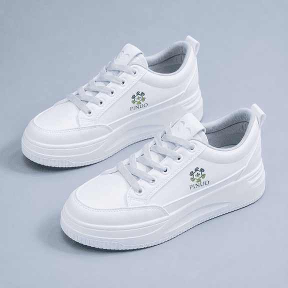 PINUO Womens White Tennis Shoes PU Leather Casual Sneakers