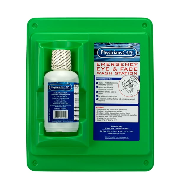 PhysiciansCare Eyewash Station, Single 16 oz. Screw Cap Bottle