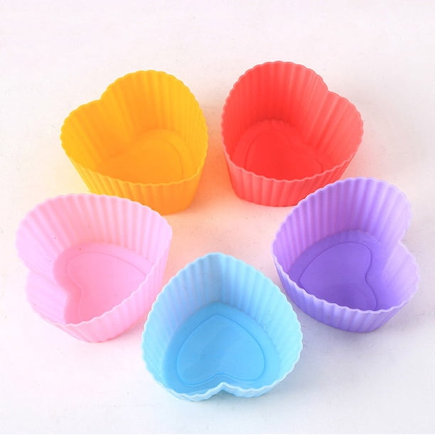 20 piezas de tazas de silicona para muffins con colores aleatorios para hornear pasteles, tazas para pasteles, molde de silicona para hornear, molde para hornear, utensilios para hornear == LingWen 8390611474553