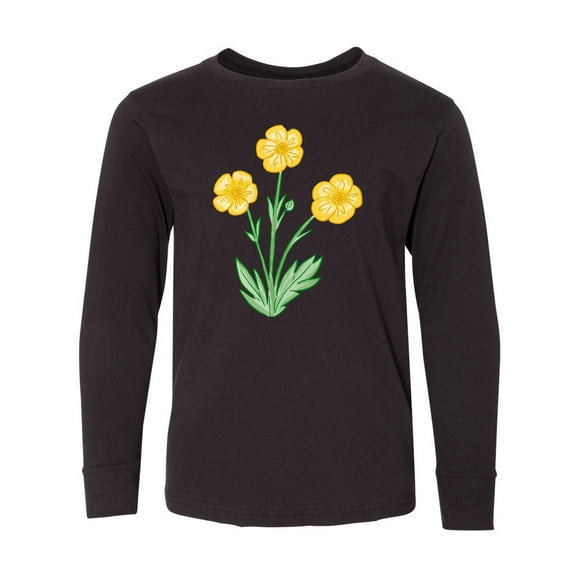 Inktastic Yellow Buttercup Flowers Long Sleeve Youth T-Shirt