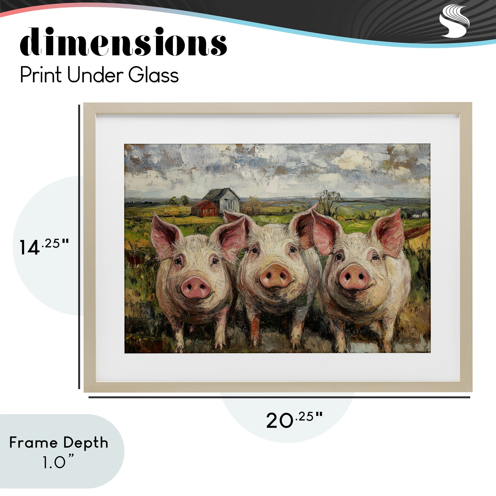 Stupell Industries Classic Barnyard Pigs in Countryside Birch Framed Print Under Glass, design by Petal Prints Design