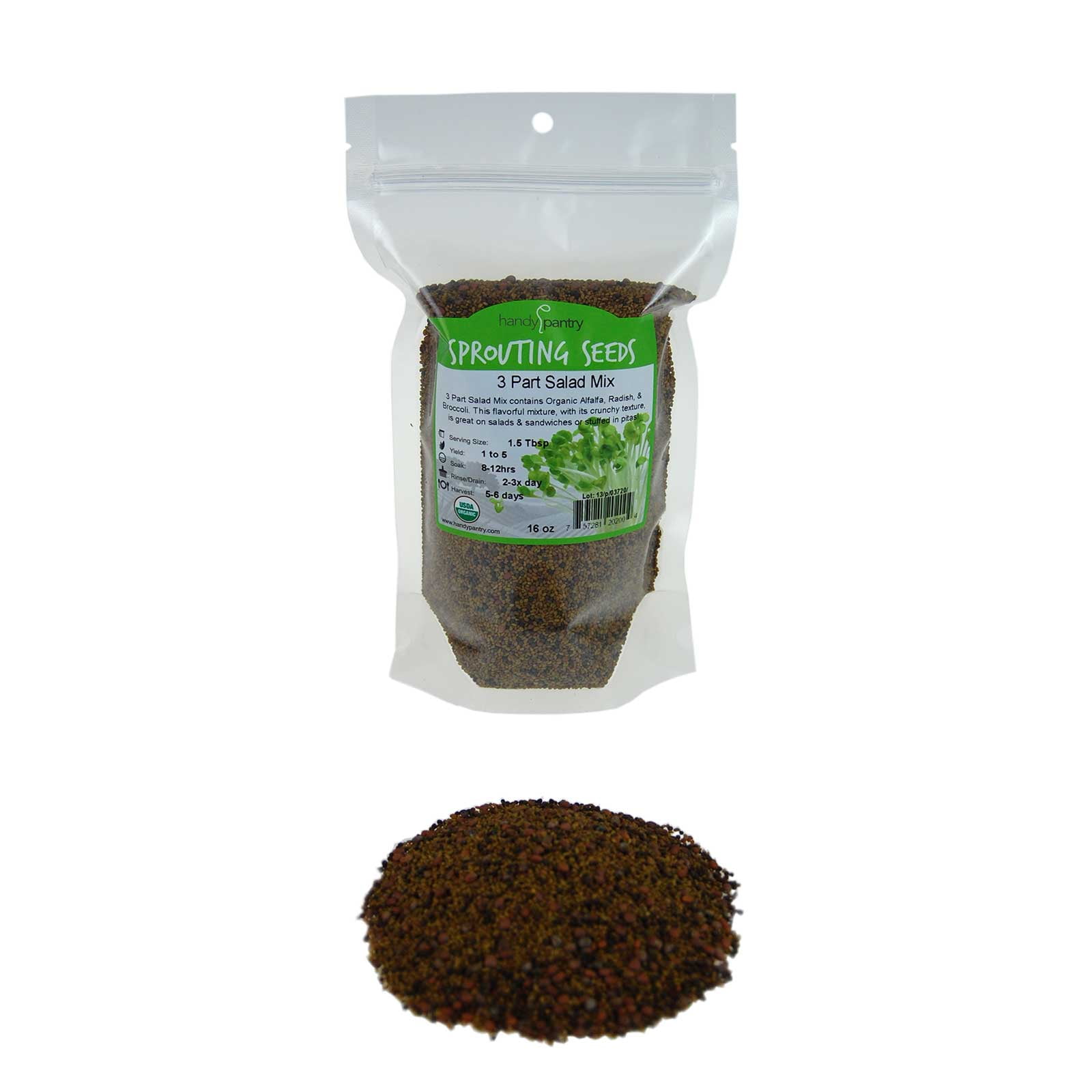 3 Part Salad Sprout Seed Mix 1 Lbs Handy Pantry Brand