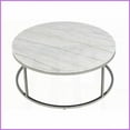 thumbnail image 4 of Round Natural Marble Top Coffee Table with Nickel Finish – Timeless Elegance for Living Room, 4 of 5