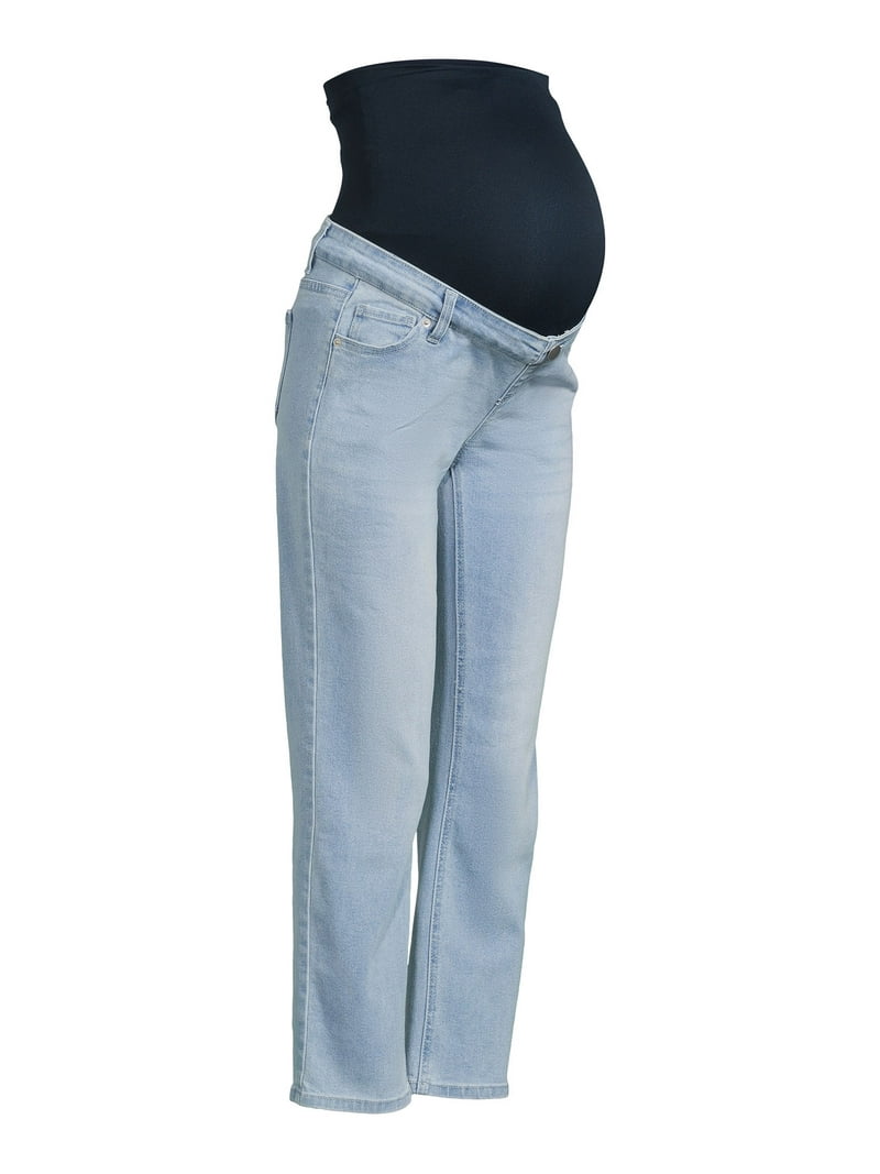 Time Tru Maternity Straight Jeans with Belly Band Comfort