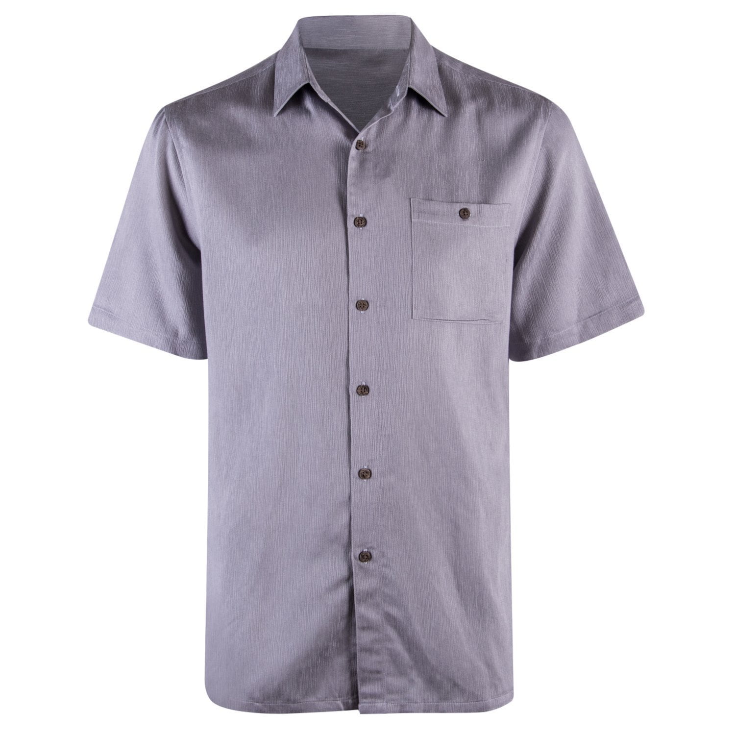 Campia Mens Textured Solid Crepe Weave Shirt (Grey, XXL) Short Sleeve ...