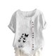 thumbnail image 1 of Vestidos Casuales Para Mujer, Blusas De Mujer De Moda Blusa informal de lino con cuello redondo, manga corta y botones para mujer, 1 of 4