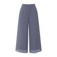 thumbnail image 4 of Rggeeun Womens Pants Solid Color Elastic High Waist Ankle Length Curved Hem Wide Leg Loose Fit Soft Drape With Side Pockets For Everyday Wear Leisure Bottoms,Gray,Xxl, 4 of 4