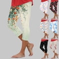 thumbnail image 2 of vigerkar Capri Pants for Women Casual Summer Pants Floral Print Yoga Capris High Waisted Tummy Control Seamless Leggings (Light Purple, L), 2 of 6
