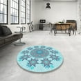 thumbnail image 4 of Ahgly Company Machine Washable Indoor Square Transitional Blue Koi Blue Area Rugs, 7' Square, 4 of 7