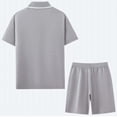 thumbnail image 5 of Mens Cotton Shorts Set Summer 2 Piece Outfits Button Down Polos Shirts Dressy Casual Matching Sets Gray, XL, 5 of 6