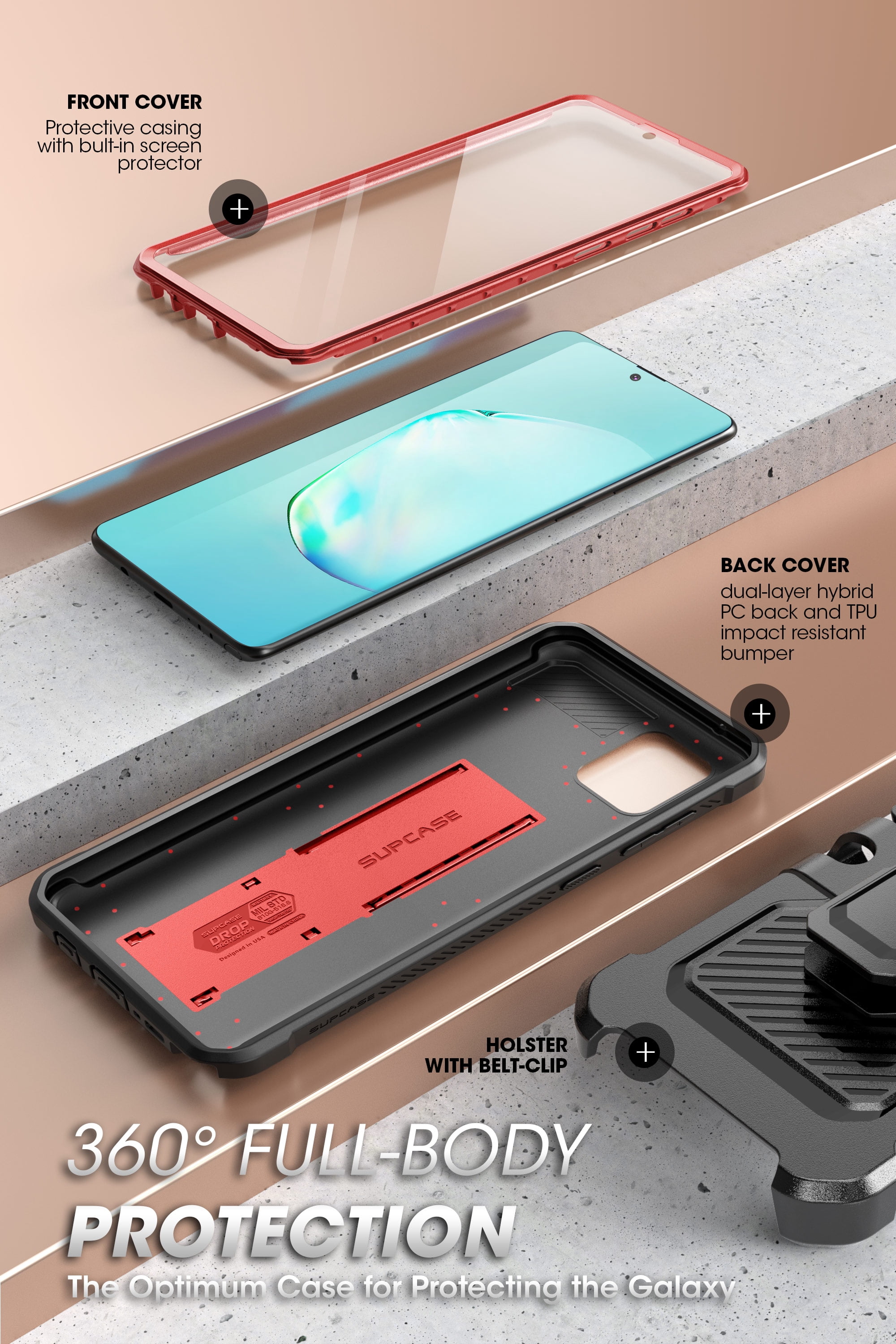 SUPCASE Unicorn Beetle PRO Series Phone Case for Samsung Galaxy Note 10 Lite, Full-Body Rugged Holster Case with Built-in Screen Protector for Samsung Galaxy Note 10 Lite 2020 (Metallic Red)