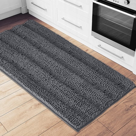 LINLINPAPA Grey Bathroom Runner Rug, Extra Thick Oversize Bath Mat for Bathroom, Anti-Slip Soft ...