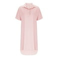 thumbnail image 4 of Ayolanni Pink Classy Dresses for Women V-Neck Knee-Length Solid Short Sleeve Shirt Dresses Cute Dresses for Teens 2x, 4 of 6