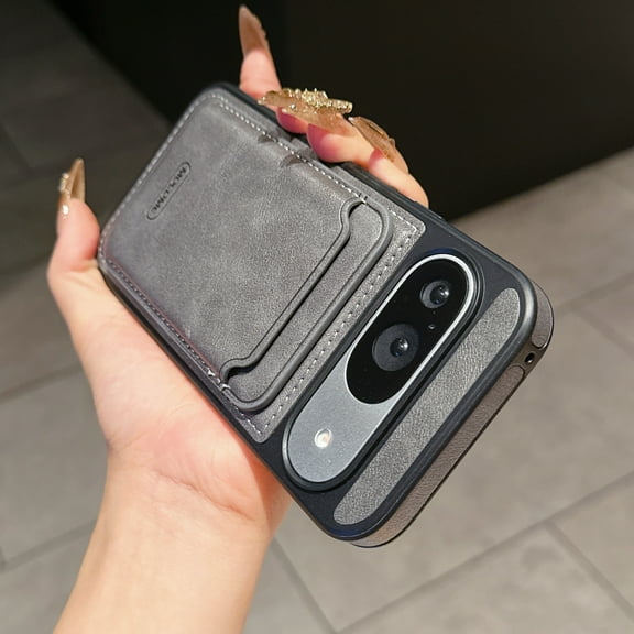 Dteck Detachable Card Holder Wallet Case for Google Pixel 8, Magnetic Leather Case Compatible with MagSafe, Premium PU Leather Slim Shockproof Protective Phone Cover,Gray