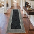 thumbnail image 1 of TUKDAK Modern Bordered Runner Rug 2x6 for Hallway, Black Washable Non Slip Striped Moroccan Kitchen Rug Runner, Soft Low Pile Soft Geometric Floor Carpet for Entryway Bathroom Larundry Room, 1 of 8