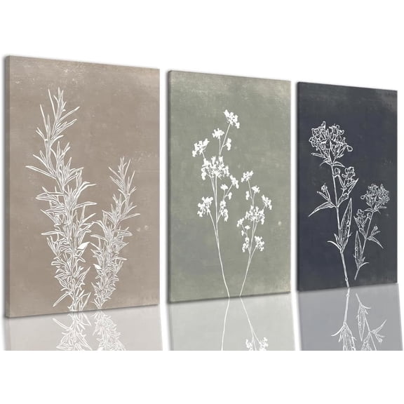 FCCUYE Floral Wall Art Line Flower Canvas Print Pink Botanical Pictures Poster Home Wall Decor d Minimalist Painting Artwork Set of 3 for Bedroom,Living Room Bathroom 16"x24"