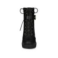 thumbnail image 6 of BLISSFUL STEP Women's Platform Buckle Lace Up Block Heel Ankle Boot, 6 of 7