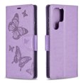 thumbnail image 2 of Wallet Case for Samsung Galaxy S22 Ultra 5G 2022, Allytech Embossed Butterfly PU Leather Scratch Free Credit Card Slots Holder Magnetic Closure Case with Hand Strap for Galaxy S22 Ultra 6.8", Violet, 2 of 5