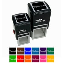 Handmade in Box Self-Inking Rubber Stamp Ink Stamper - Black Ink - Small 1 Inch