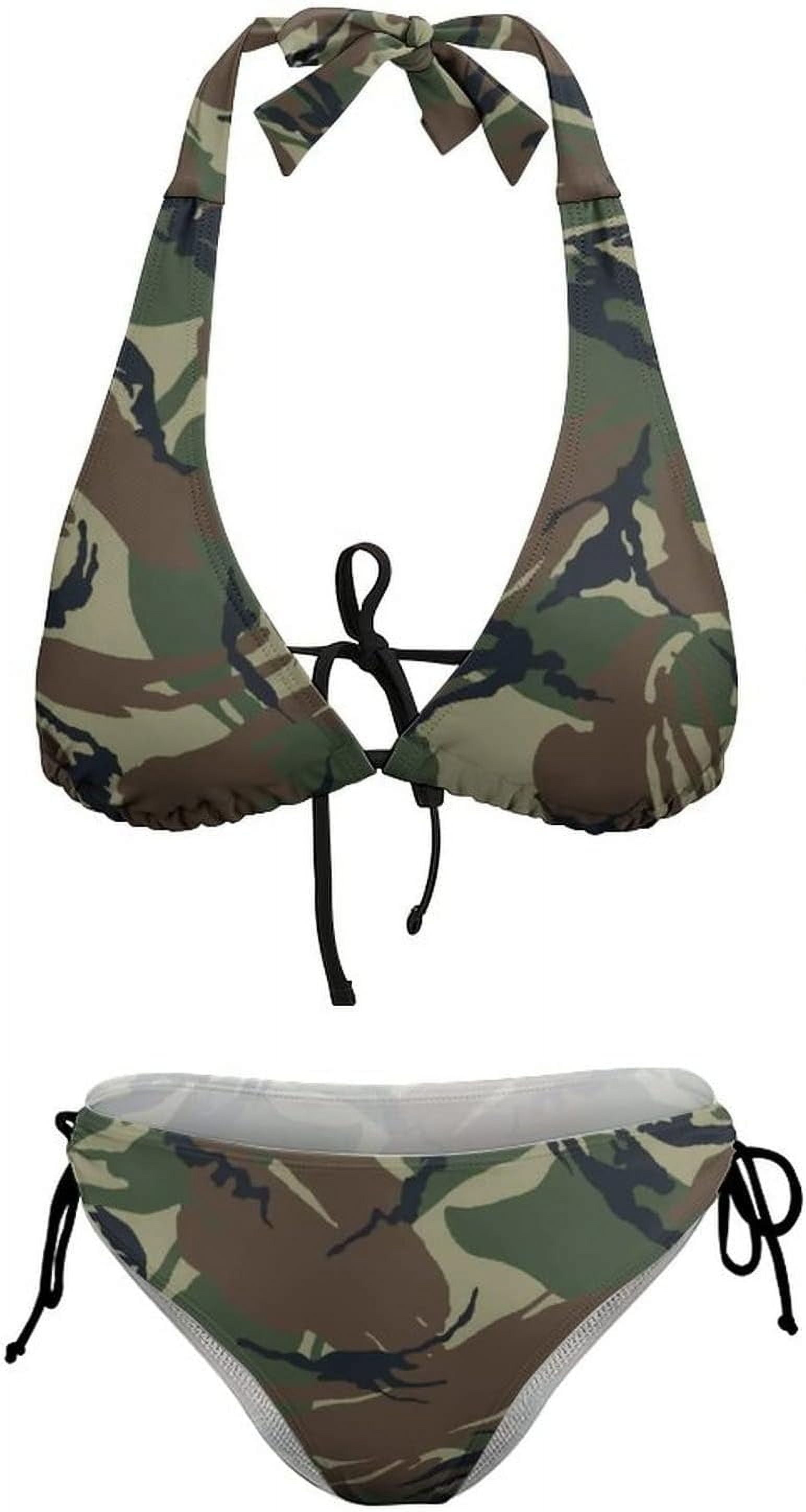 Women Camo Two Piece Swimsuit Tie Side Triangle Bikini Bathing Suits - image 5