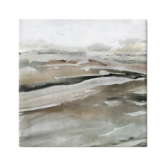 Stupell Industries Abstract Brown Landscape Abstract Painting Gallery Wrapped Canvas Art Print Wall Art, 17 x 17