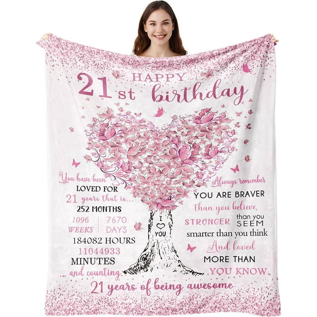 LHSHID 21st Birthday Gifts for Her 21st Birthday Decorations 21 Year Old Birthday Gifts Gifts for 21st Birthday Female Best Gifts for 21 Year Old 21st Birthday Gift Ideas Blanket 30"x40"