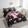 thumbnail image 3 of jejeloiu Personalized Letter P Bedding Comforter Set 7 Pieces,Monogrammed Theme Full Bedding Set,Ribbon Bow Knot Fitted Flat ,Ultra Soft Bedroom Decor Reversible, 3 of 8