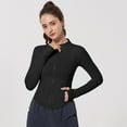 thumbnail image 5 of Womens Plus Size Summer Sun Jacket Ice Skin Coat Workout Jacket Yoga Tight Fit Zip Up Black L, 5 of 6