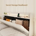 thumbnail image 5 of Miniyam Wood King Size Floating Bed with Hidden Storage Headboard, LED Light, USB Ports for Adult, Beige, 5 of 7
