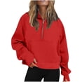 thumbnail image 2 of Vedolay Womens Plus Activewear Fashion Plush Hooded 2023 Long Sleeve Pullover Sweater Zip up Jacket Red,2XL, 2 of 5