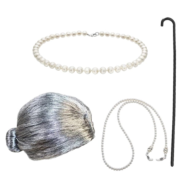 de disfraz de anciana, peluca de abuela, peluca de , accesorios de vestir para adultos, disfrazarse EstiloE Baoblaze Disfraz de anciana