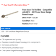 thumbnail image 2 of Front Inner Tie Rod End - Compatible with 2012 - 2017 Land Rover Range Rover Evoque 2013 2014 2015 2016, 2 of 2