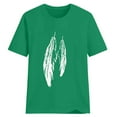 thumbnail image 4 of Womens T Shirts Loose Fit Summer Casual Round Neck Graphic Feather Print Tee Tshirts Short Sleeve Tops Blouses (3X-Large, Green 01), 4 of 4