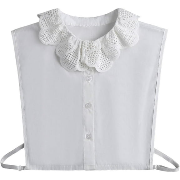 Zhengup Cotton Fake Collar Detachable Dickey Collar Half Shirts Blouse False Collar Top for Women Girls Outfits (Flower Collar Cotton)
