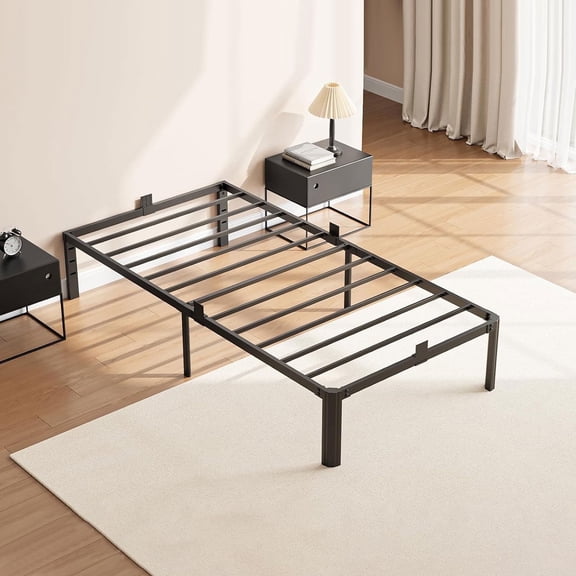 XUKIL 14 Inch Twin Size Bed Frame, Heavy Duty Metal Platform Twin Bed Frames with Steel Slats & Sturdy Mattress Stoppers, UnderBed Storage, Noise-Free No Box Spring Needed, Easy Assembly
