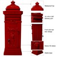 thumbnail image 5 of Large Capacity Outdoor Mailbox, Rainproof Floorstanding Letter Box Statue for Garden, Residential Use, Red, 5 of 9