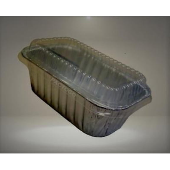 Handi-Foil 1 lb. Aluminum Mini-Loaf/Bread Baking Pan w/Clear Low Dome Lid 100/Pk