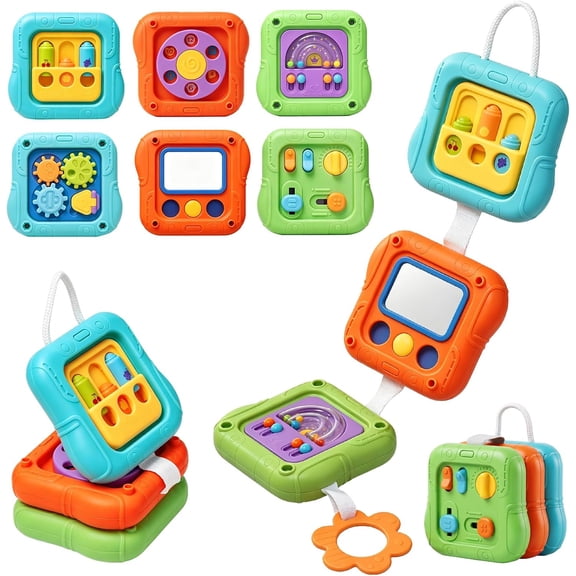 Tnearc Busy Board for 1 Year Old, Travel Toys for Toddler 1-3 on Airplane Car,Montessori Toys Busy Board Busy Cube, Sensory Educational Development Toys,Birthday Gifts for Boy&Girl Baby