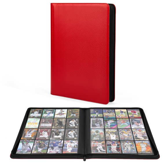 Carpeta para cartas coleccionables OTMOTMO de 1000+ bolsillos, carga lateral, roja