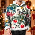 thumbnail image 2 of Xcmzpl Under 30 Christmas Hoodies Men's Long Sleeve Fluffy Trim Xmas Graphic Sweatshirts Ugly Print Hooded Pullover with Pocket, 2 of 10