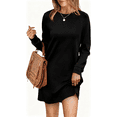 thumbnail image 4 of yillto Sweatshirt Dress Womens Long Sleeve Crewneck Pullover Dress Casual Plain Mini Dress with Pockets, 4 of 9