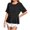 Black, variant on Round Neck Tops for Women Dressy Short Sleeve Elegant Summer Peplum Pleated Flowy Casual Blouse Shirt Trendy 2025