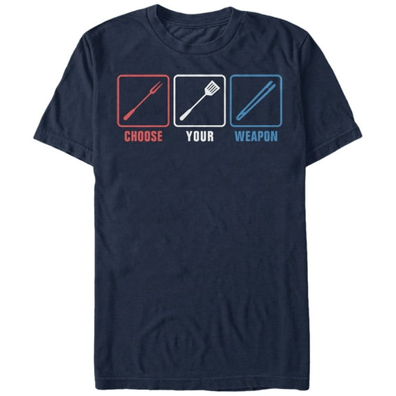 Men's Lost Gods BBQ Choose Your Weapon  Graphic Tee Navy Blue X Large